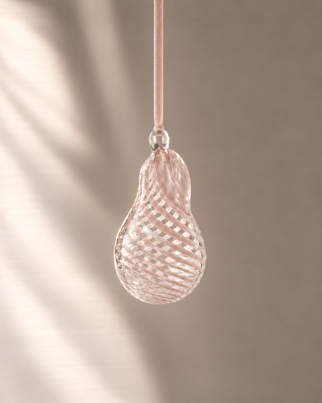 Pale Pink Caned Glass Pear